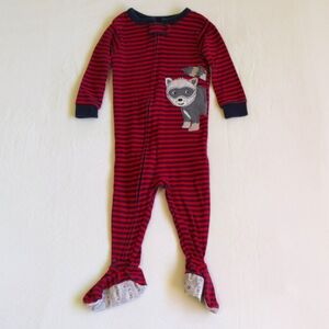 carter's raccoon stripes cotton zipper footie sleeper pajamas 9 months baby boy